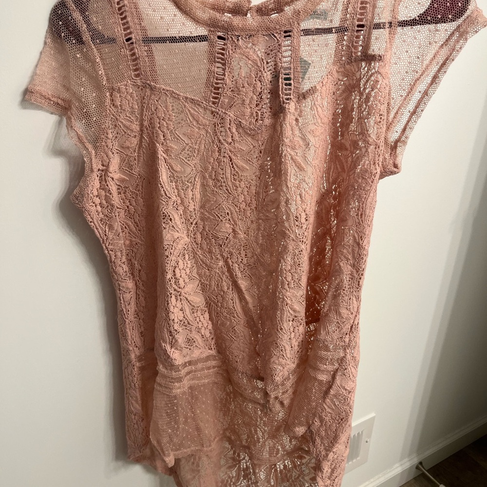 Maurices Pink Lace Overlay Blouse